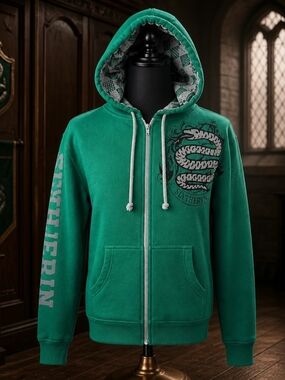 Universal Studios Harry Potter Slytherin Green Zip Up Hoodie Size M